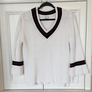 Cabi Ace Pullover – Varsity V-Neck Knit Sweater – Size S